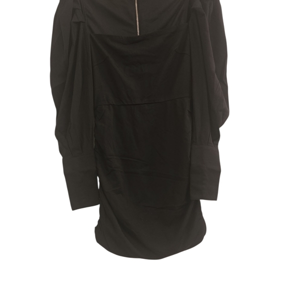 Elegant Black Zip Up Front Long Sleeve  Lined Mini Dress Sz:0&2 XS/& S - Picture 6 of 15